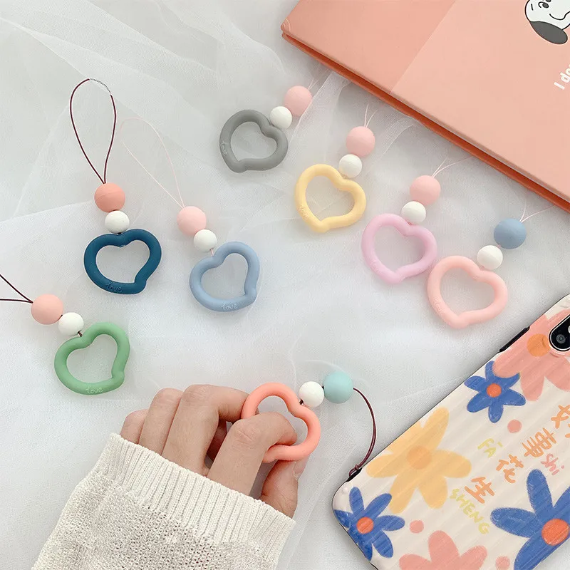 

Colorful silicone love heart lanyard for keys phone strap phone chain phone lanyard, Anti-drop mobile phone accessories