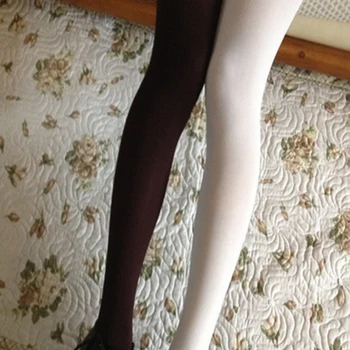 

Spring Autumn Lady Girls 120D Tights Asymmetry Contrast Color Velvet Pantyhose Stockings Japanese Tigh High Ultra Sheer Lingerie