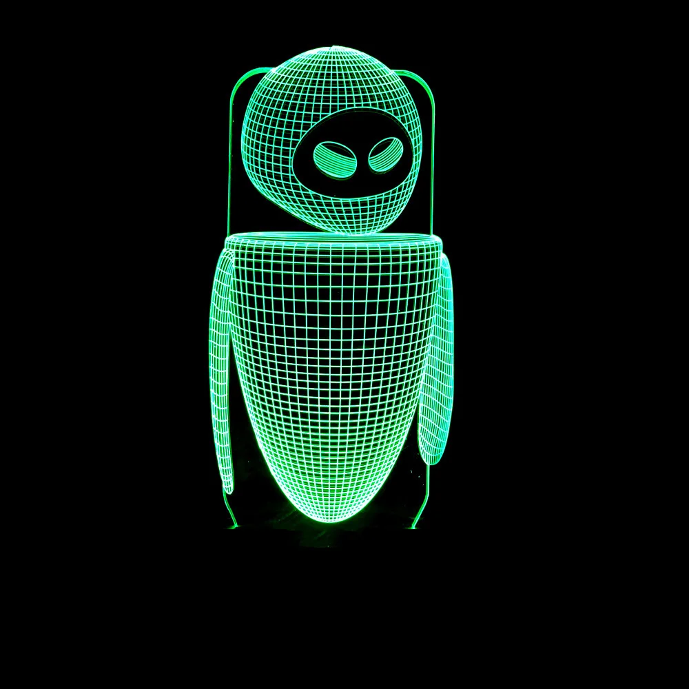 

Home Decor Bedside Led 3D Acrylic Robot Modelling 7 Color Changing Usb Table Lamp Sleep Lighting Creative Decoration Night Light