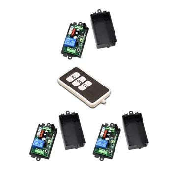 

A B C Key 110V 220V 1CH RF Wireless Remote Control Switch System 1Transmitter and 3Receiver Universal Gate Remote Control