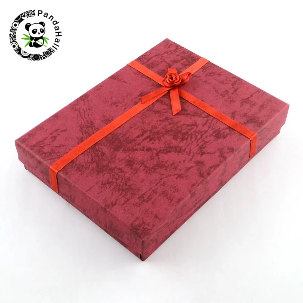 6pcs/lot Jewelry Cardboard Gift Boxes with Flower and Sponge Inside