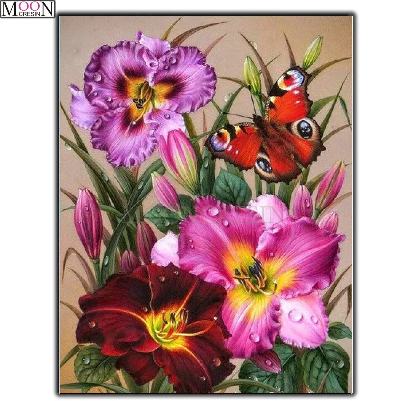 

DIY 5D Diamond Painting Cross Stitch Bee Collecting Nectar & Butterfly Diamond Embroidery Square Drill Diamond Mosaic Decoration