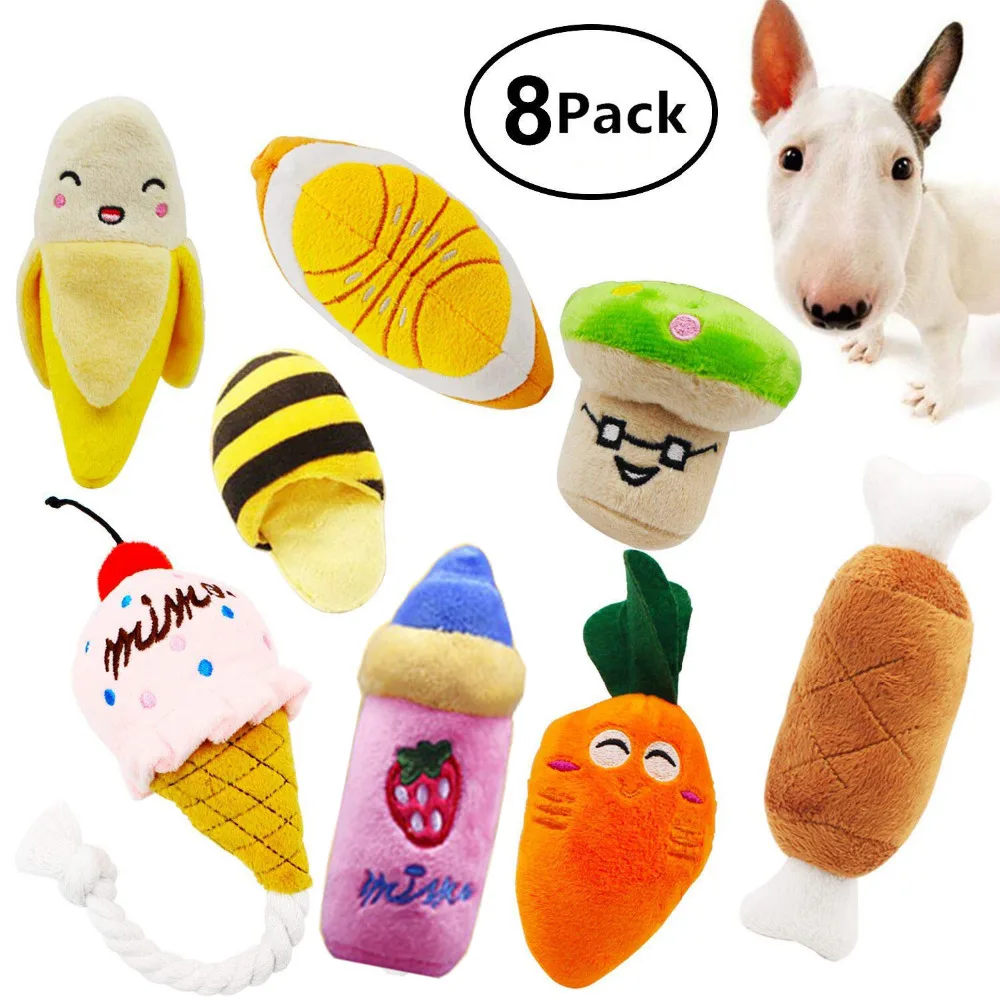 

Squeaky Dog Toys, Ulable Pet Puppy Plush Sound Chew Toy Set for Small Medium Dogs and Cats Colours Vary (8 Pack)