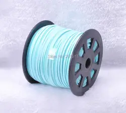 100 ярдов/рулон Aqua Blue искусственная замша бархат кожаный шнур + 3 мм X 2 мм DIY ювелирные изделия браслет ожерелье веревка аксессуары