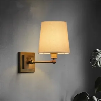 

fabric wall lamp beige cloth light Europe bronze lighting fixture bedside CLARIDGE DOUBLE SCONCE WITH LINEN SHADE
