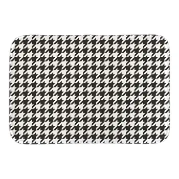 

Home Doormat With Black White Houndstooth Cinza Pattern Soft Lightness Indoor Outdoor Door Mats Short Plush Fabric Bathroom Mats