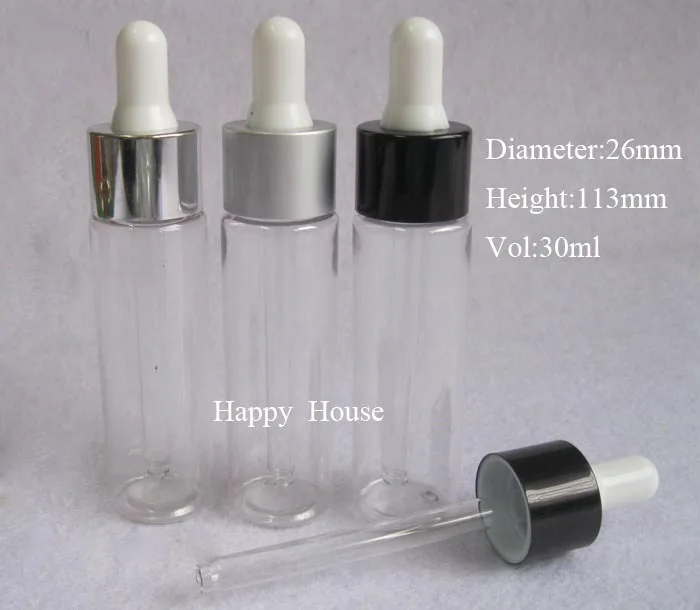 

30 x 30ml Clear PET Dropper Bottle, 30cc Transparent PIpette Dropper Vial,1oz Cosmetic Container