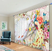 Chinese Dragon And Peacock Printing Blackout Curtains Living Room or hotel Drapes Cortians Sunshade Window Curtain 3D Curtains