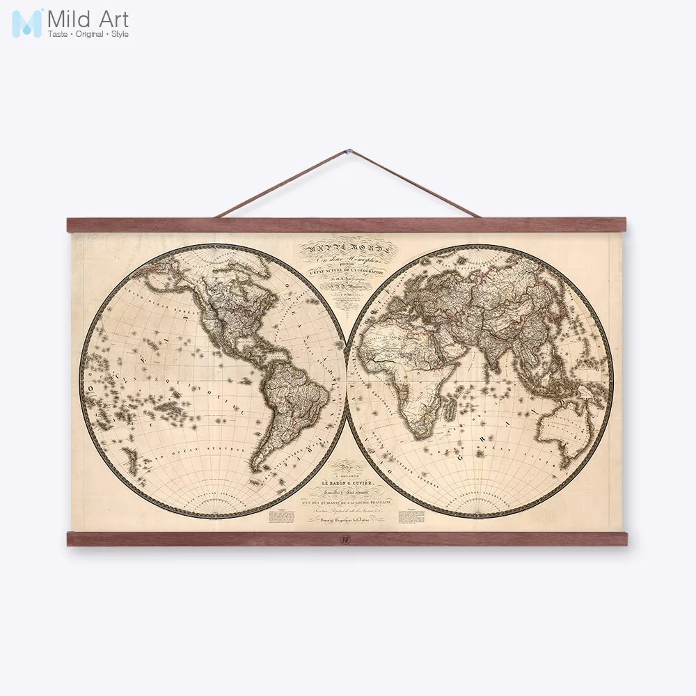 

2 Vintage Antique Geography World Map Original Big Poster Prints Retro Large Canvas Paintings Living Room Wall Art Sticker Gift