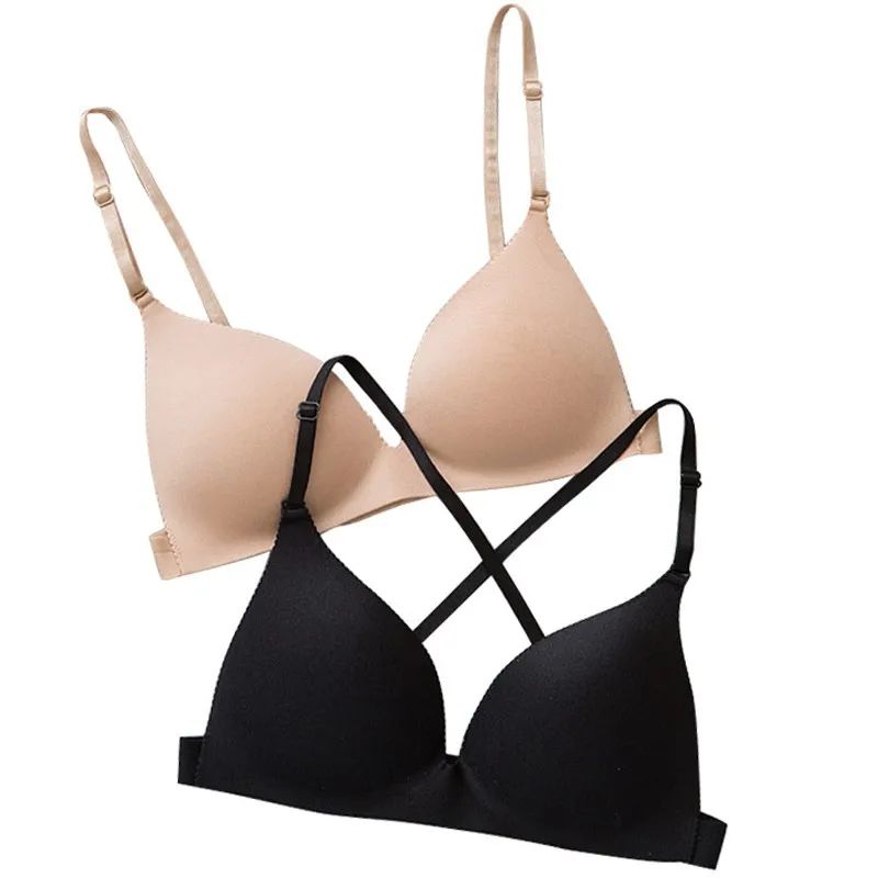Deruilady Sexy Wire Free Bralette Back Cross Straps One Piece Bras For Women Seamless Sexy Lingerie Underwear Push Up Bras Women