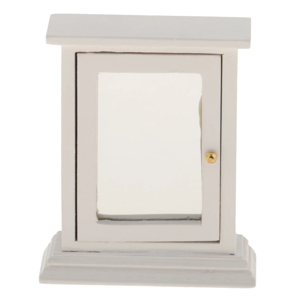 1/12 Dollhouse Miniature White Wooden Mirror Box Case Bathroom Fruniture