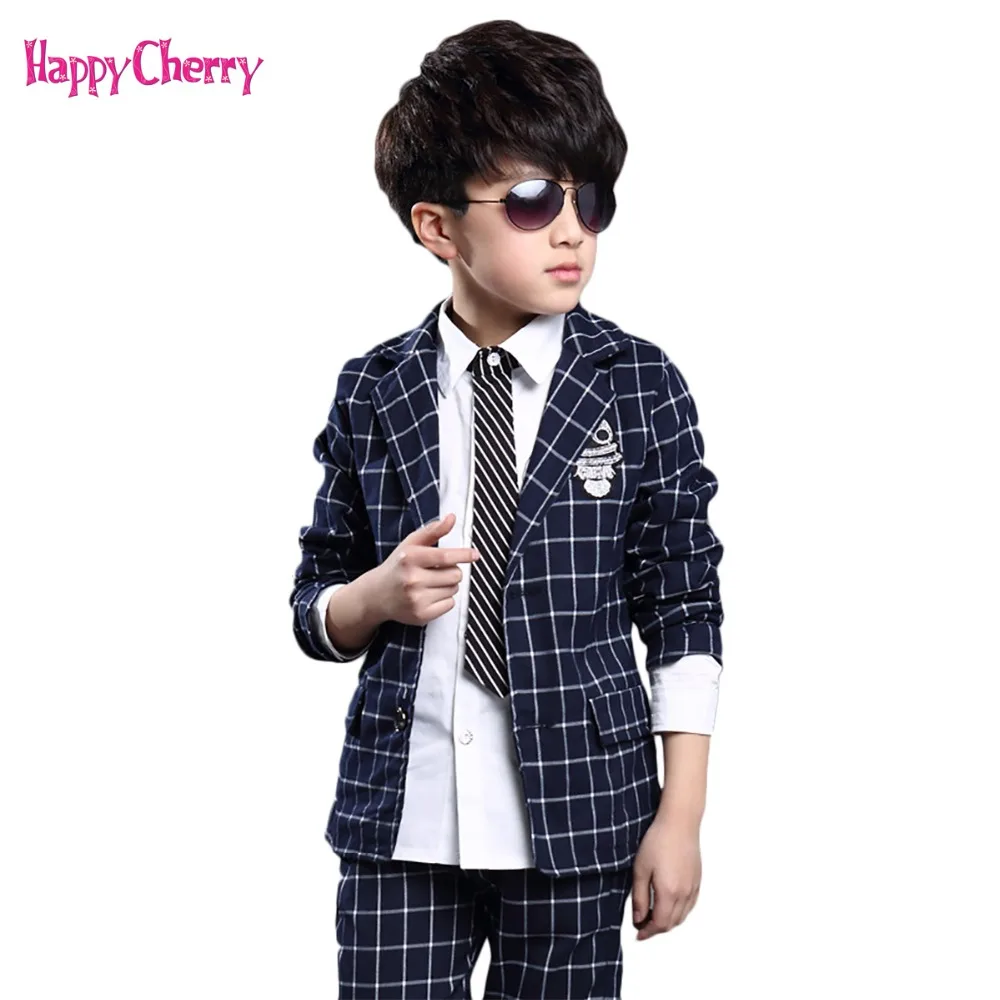 

Cool Children's Winter Baby Boys Clothes Sets Full Sleeve Plaid Gentleman Suit For Boys Children Clothing Costume For Kids Suits