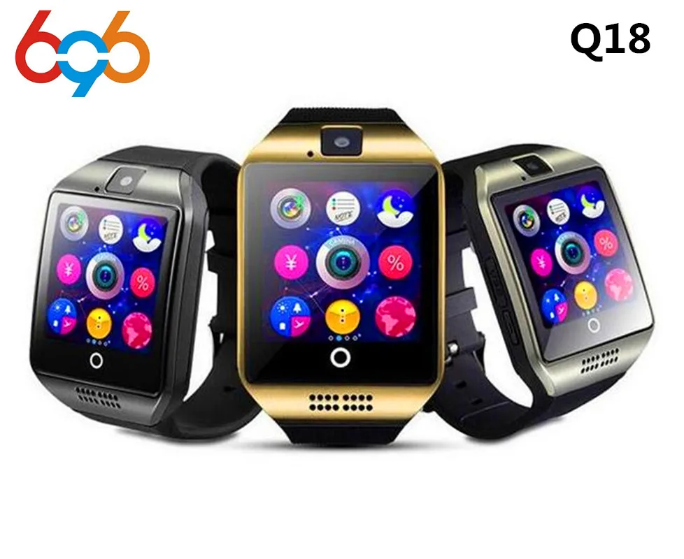 Smartch Bluetooth Смарт часы Q18 с камерой Facebook Whatsapp Twitter Синхронизация SMS Smartwatch поддержка SIM TF карты для IOS Android