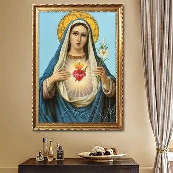 

Household adornment the virgin Mary sacred Heart Of art decoration painting print Giclee print on canvas Christmas frames 1