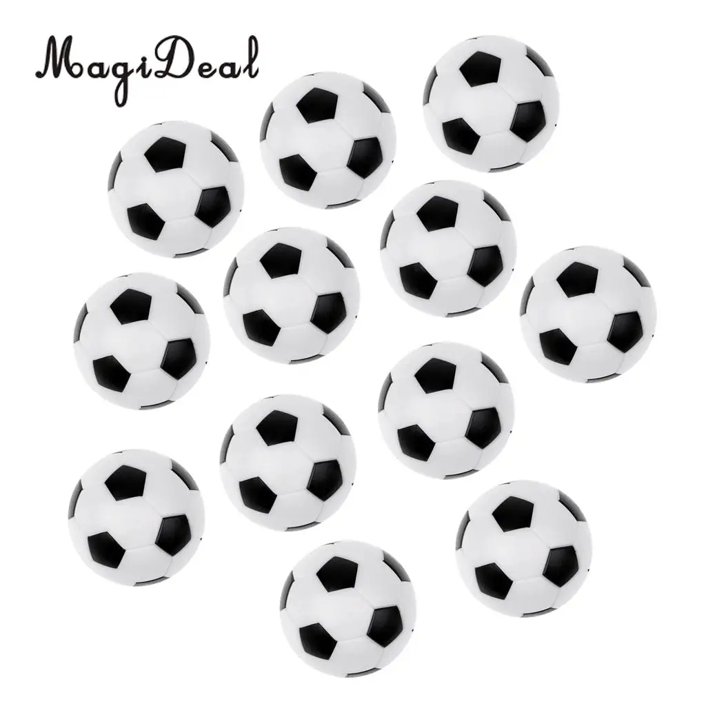 MagiDeal Высокое качество 12 шт. 36 мм пластиковый настольный мини-футбол футбольный мяч Прочный Стол детская игра подарок игрушка аксессуар черный белый