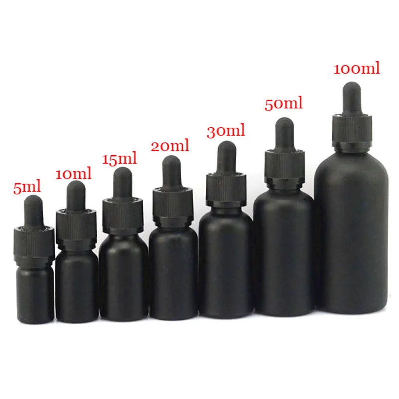 Download 20pcs 10ml 30ml Black Frosted Glass Dropper Bottles Essential Oil Container E Liquid Empty ...