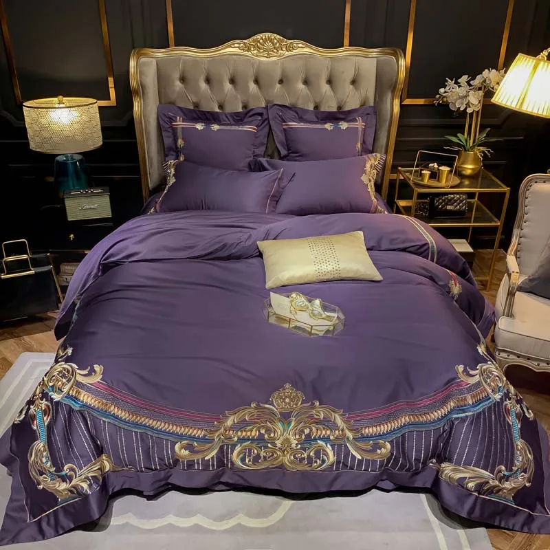 FITTED SHEET PURPLE SOLID PREMIUM BEDDING ALL SIZES 1000TC EGY COTTON DUVET SET