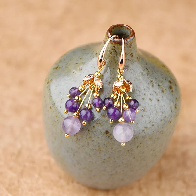 

New design jewelry high grade elegant Purple crystal Earrings for women Vintage Water Drop earrings wedding party Fashion 2019