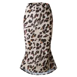 Новые модные женские туфли леопардовая юбка тонкий Обёрточная бумага сбоку хирургическая простыня с прорезью облегающая юбка миди дно