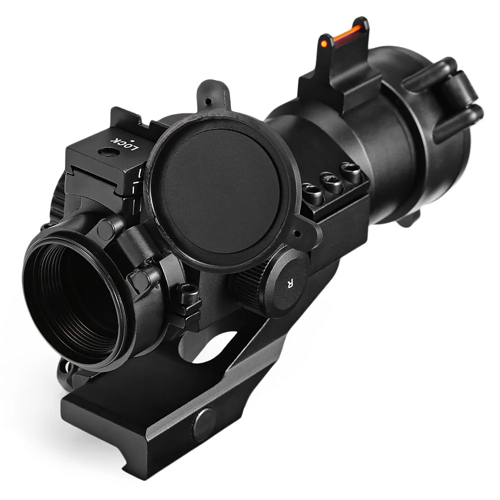 

Outdoor Hunting Scope Tactical Optics 1X30 Riflescope Red Green Dot Scope Laser Sight with Fiber for 20MM Weaver Rail Mount