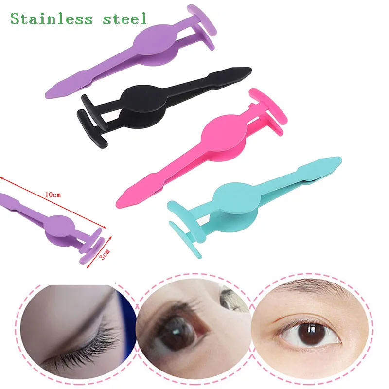 1PC False Eyelash Tweezers Fake Eyelash Extension Curler Nipper Stainless Steel Auxiliary Clip Clamp Forcep Makeup Tool