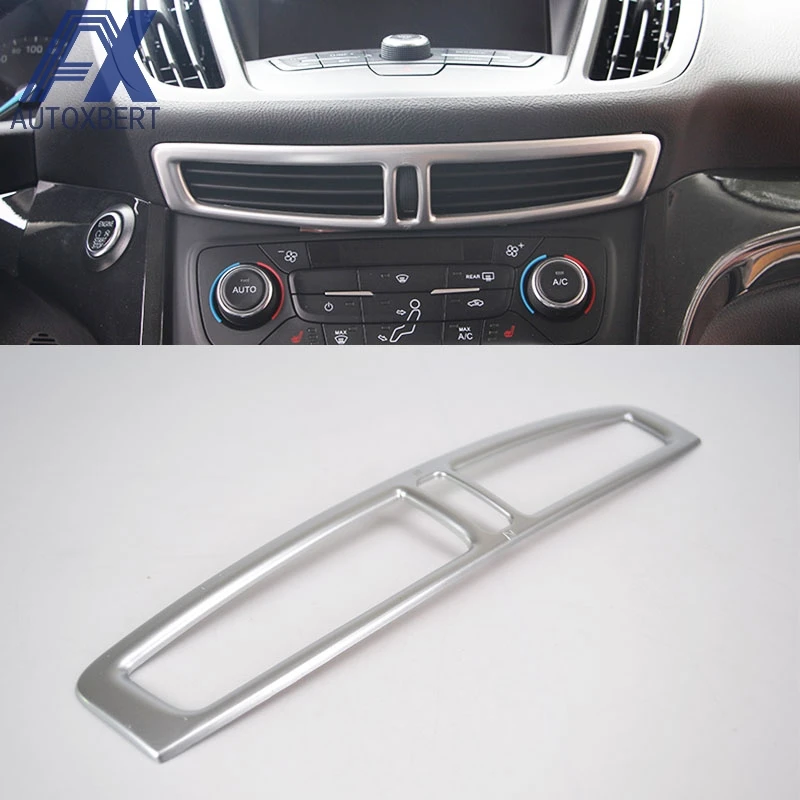 

AX Chrome Dashboard Front Central Control Console Middle Air Vent Cover Outlet Trim Frame Molding For Ford Escape Kuga 2017 2018