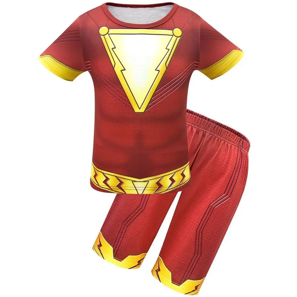Железный человек сюрприз капитан одежда для маленьких девочек детская футболка пижамный комплект одежда для маленьких мальчиков Тор футболки+ шорты косплей костюм - Цвет: color at picture