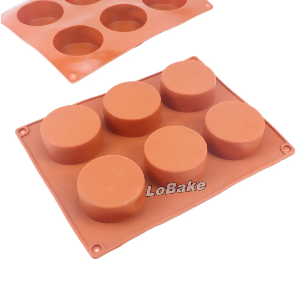 6 Cavities Straight Round Cube Shape Silicone Small Cake Mold Biscuit