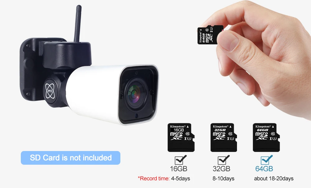 Камера видеонаблюдения 1080P 2 Мп PTZ IP Wi Fi беспроводная водонепроницаемая 4 кратный