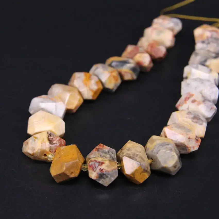 

15.5"/strand Natural Crazy Lace Agates Freeform Faceted Nugget Loose Beads,Yellow Gems Stone Pendant Beads For Jewelry Making