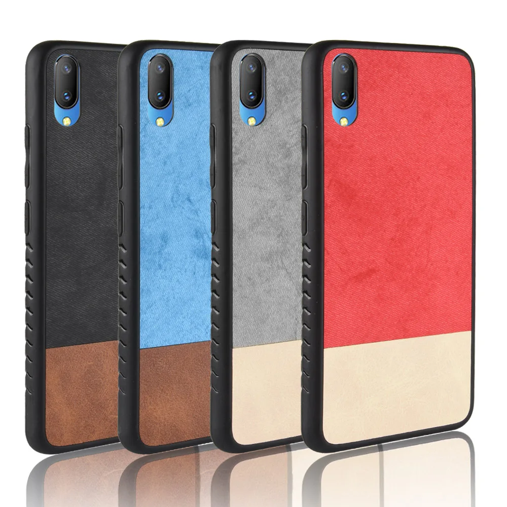 Luxury Fashion Mix Color Jean Vintage Leather Case for VIVO V11 Cover Back Shell For Phone Cases Fundas |