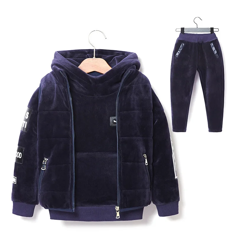

Children's Suit 2018 New Autumn Winter Boy Plus Velvet Thickened Clothes Three-piece Set Outside Design Fashion Cute Soft Warm