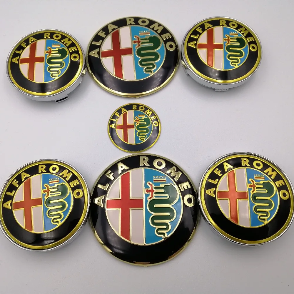 Details about  / Badge Emblem 7 Set For Alfa Romeo Steering Wheel Hood Trunk Logo Rim Stickers