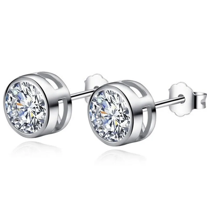 Crystal From Swarovski jewellery brincos Stud Earring CZ Diamond Round Trendy Cute bijoux Created Gold plated Earrings For Women