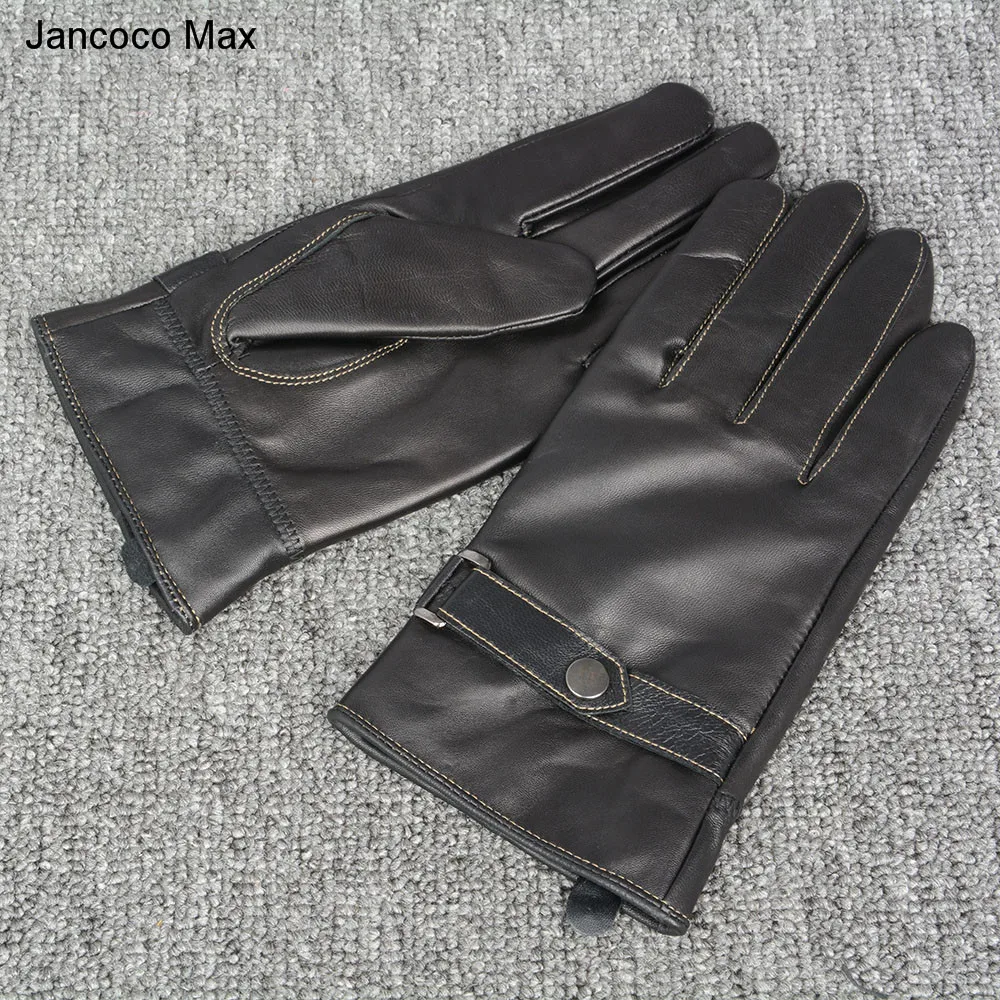 Jancoco Max Новые мужские перчатки из натуральной овчины зимние спортивные классические черные варежки для вождения S2056