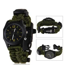 2016 Caliente Correas de Reloj + Brújula + Ignición Hebilla Pulsera Para Hombre Pulsera de La Supervivencia 4 Colores Para Caminar Al Aire Libre