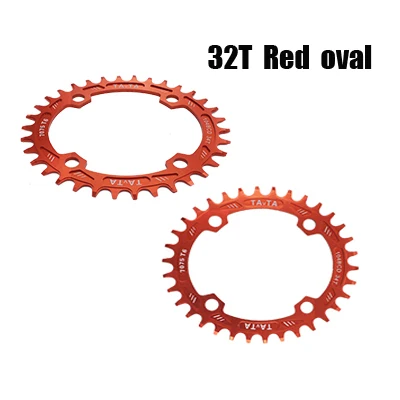 MTB кольцо цепи велосипеда 104 BCD 32 T/34 T/36 T Rolls овальная узкая широкая велосипедная цепь колеса передняя звезда для велосипедных частей Кривошип Корона - Цвет: 32T Red  Oval