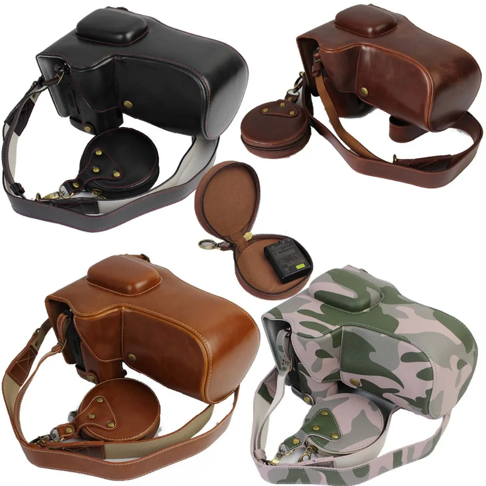 

Luxury PU Leather Camera Case Bag Cover + Strap For DSLR Nikon D750(24-70mm) Lens Bag Battery Open