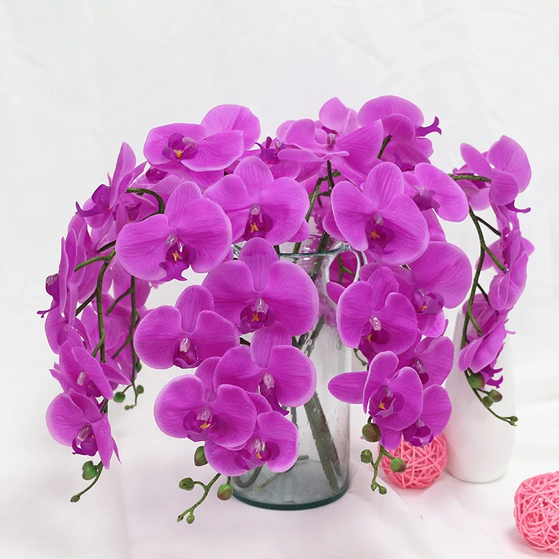 Искусственный цветок орхидеи фаленопсис, имитация Красной бабочки, Орхидея, искусственные цветы, растения, свадебное украшение для дома