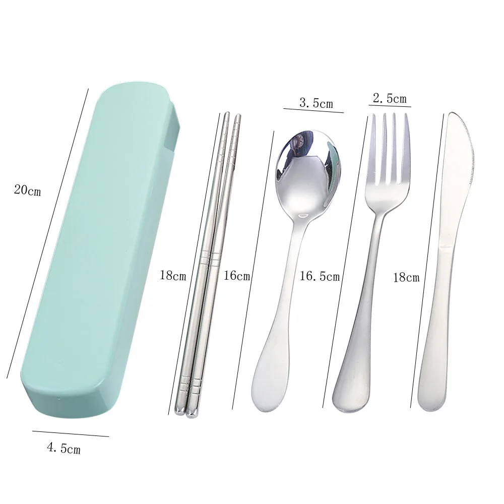 Stainless Steel Fork Spoon Chopsticks Travel Ourdoor Camping Cutlery Tools portable Stainless Steel Tableware 4 Pcs/Set#T2