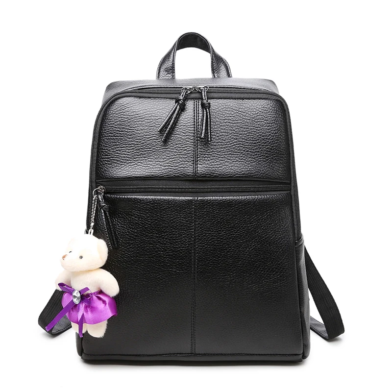 

SONGNAYI Backpack for women school PU leather backpacks bags fashion black travel waterproof black travel rucksack mochila