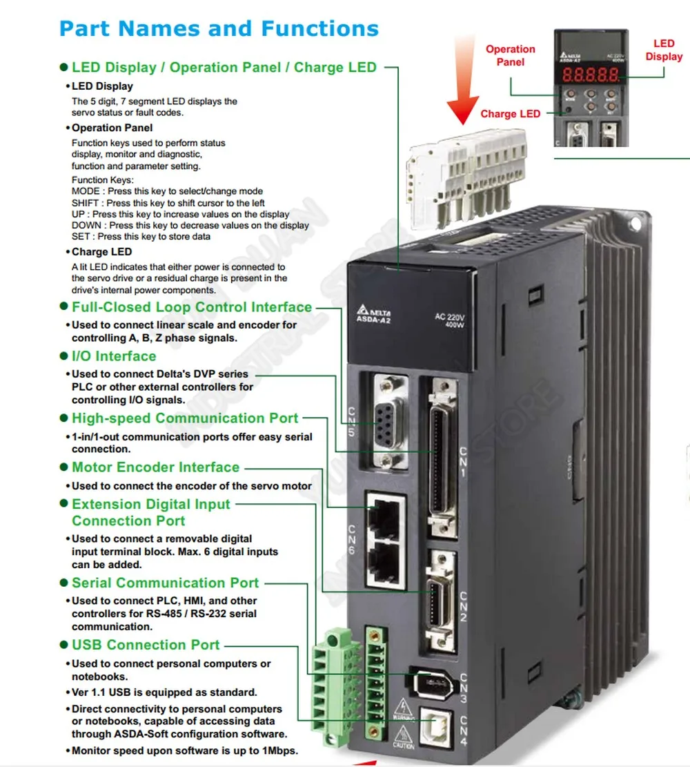 Delta A2 AC 200 W привод с серводвигателем Наборы с тормозом ASD-A2-0221-L ECMA-C10401SS 0.2KW 220 V 0.64Nm 3000 об/мин 60 мм(ширина)/3 м кабель