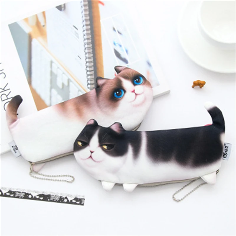 Kawaii cat школьный Чехол Карандаш для девочек милый вместительный футляр ручек