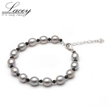 Натуральный пресноводный серый жемчуг, браслет для женщин, ювелирные изделия, настоящий жемчуг, бисер, очаровательный браслет srand 925 серебро, модное ювелирное изделие, подарок