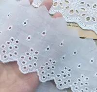 Buy HOT Cotton Embroidered White Flower Lace Fabric Dubai Wide Sewing Trim Wedding Applique Ribbon Collar Cloth Online - Image 5