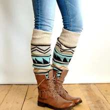 1 шт, женские зимние теплые длинные носки для высоких ботинок, высокие богемные зимние вязаные гетры, сапоги гетры, акриловые шерстяные носки