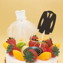 1 пара жениха и невесты Свадебный Торт Топперы креативные бумажные свадебные платья украшения для кексов вечерние приборы для декорации