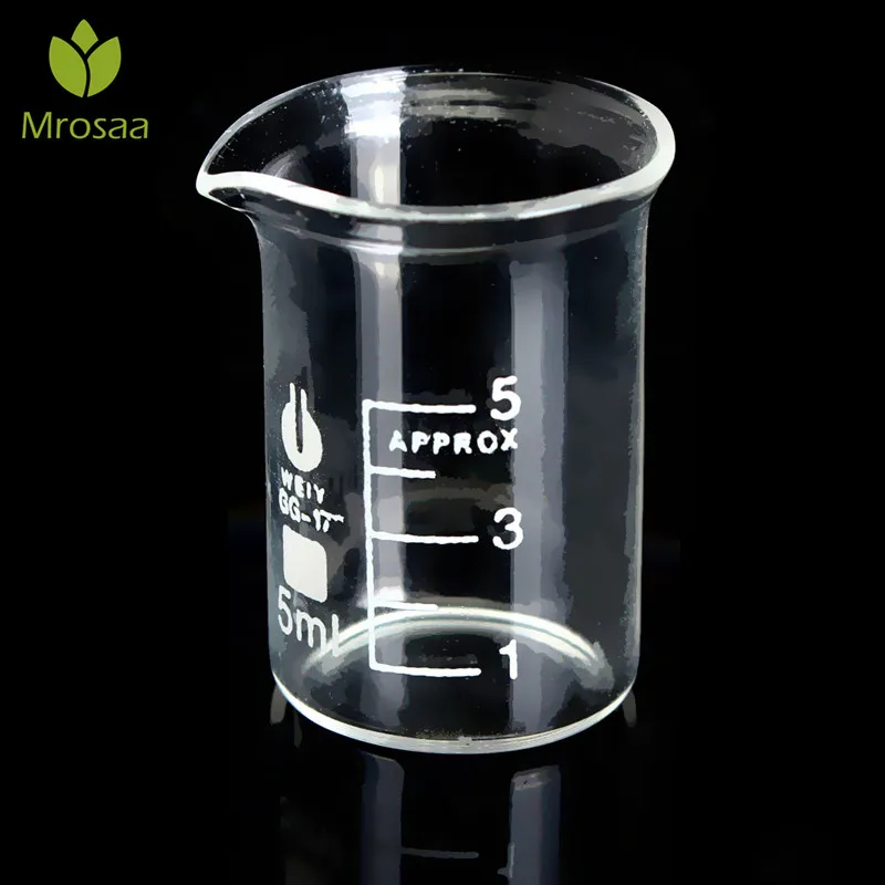 

Mrosaa 1pc 5ml Glass Transparent Beaker Graduated Glassware Borosilicate Glass Beaker School Laboratory Equipment Study Supplies