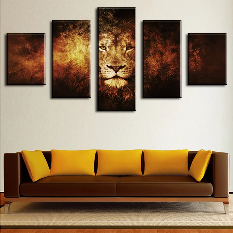 5 Piece lion Modern Home Wall Decor Canvas Picture Art HD Print Wall Painting Set of