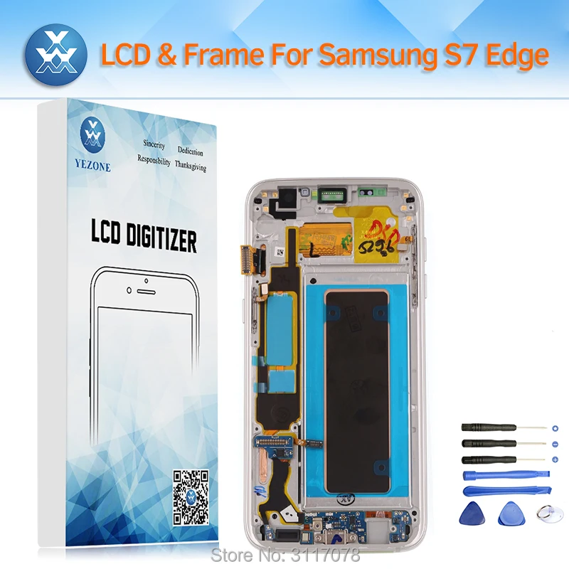 

100% NEW Original Display for Samsung Galaxy S7 Edge G935 LCD Screen Touch Digitizer Frame for G935A G935F G935P G935T+Tool